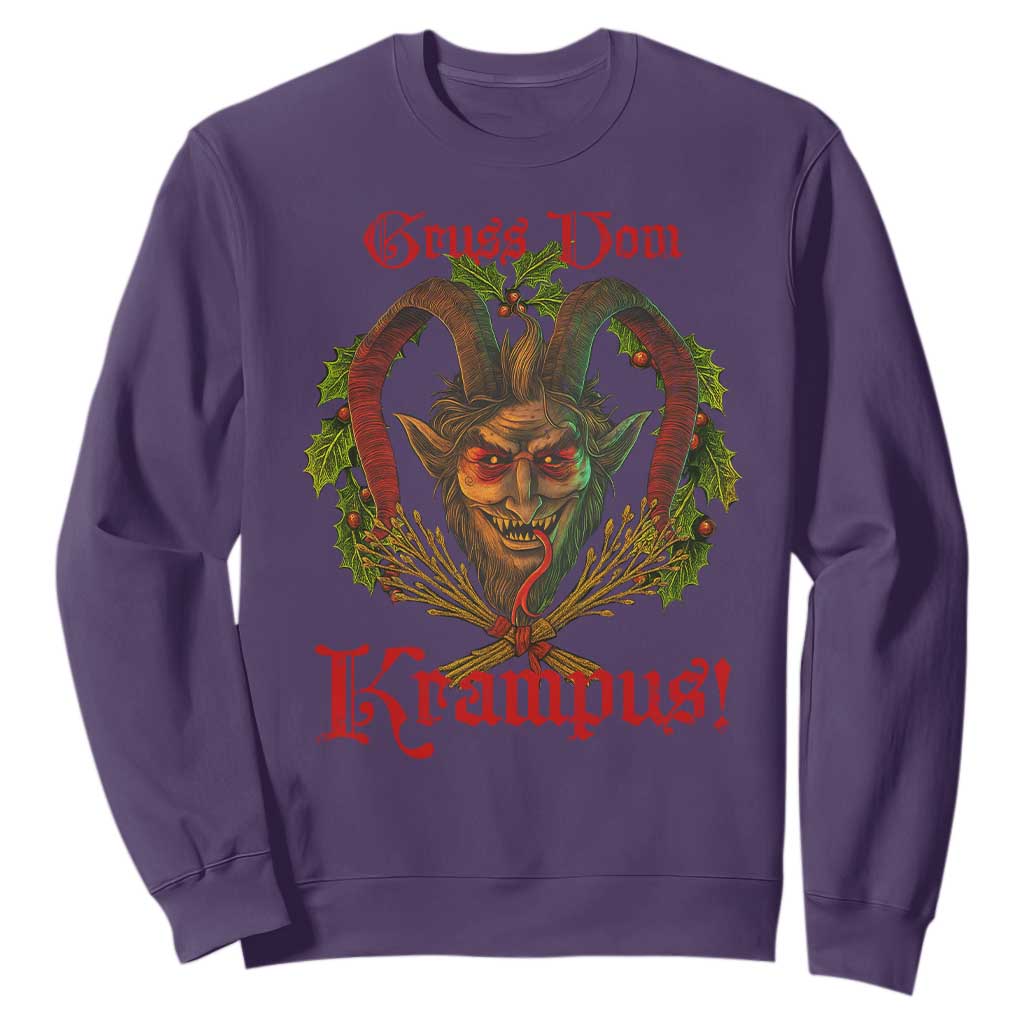 Nordic Christmas Krampus Sweatshirt Gruss Vom Krampus Pagan Yule Xmas TS11 Purple Print Your Wear