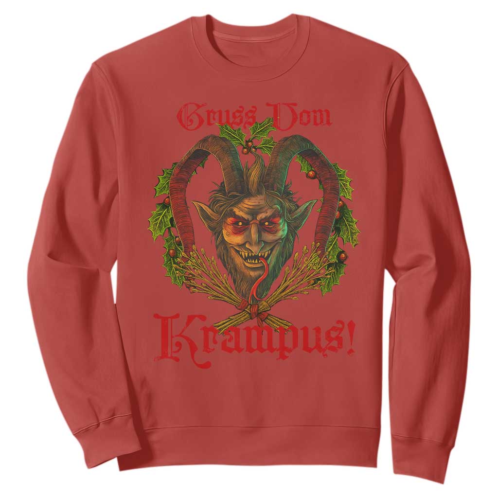 Nordic Christmas Krampus Sweatshirt Gruss Vom Krampus Pagan Yule Xmas TS11 Red Print Your Wear