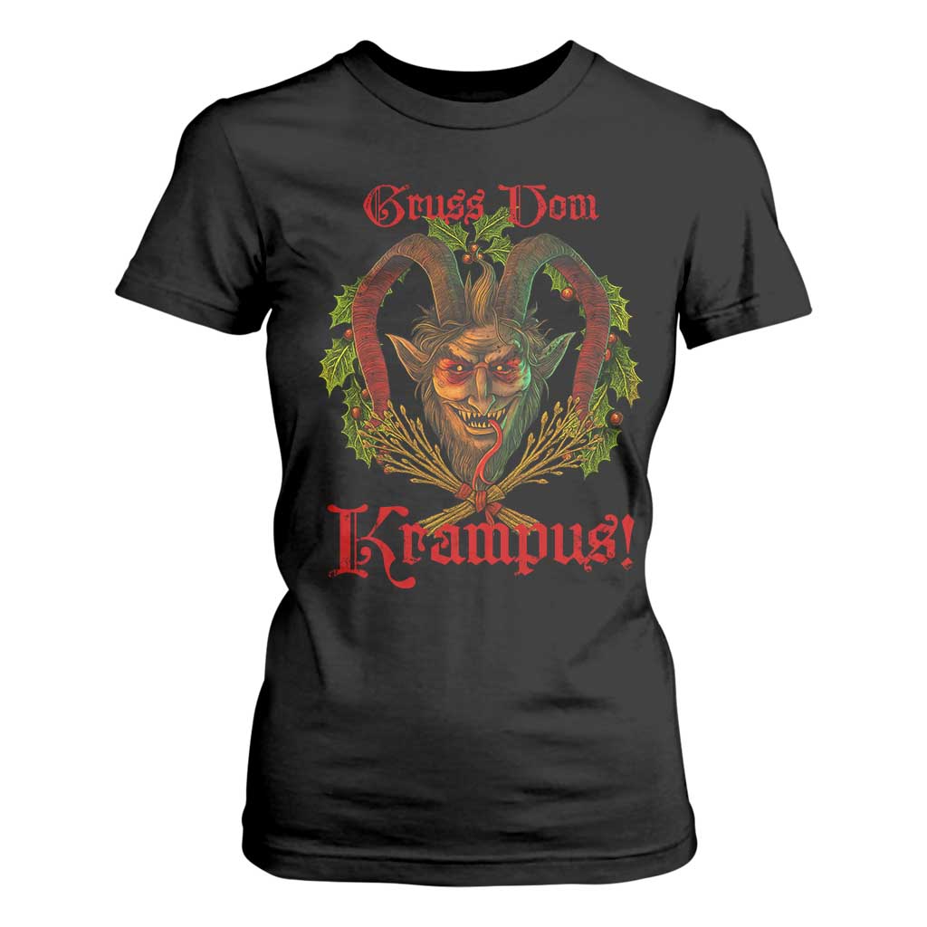 Nordic Christmas Krampus T Shirt For Women Gruss Vom Krampus Pagan Yule Xmas TS11 Black Print Your Wear