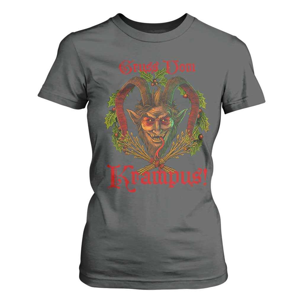 Nordic Christmas Krampus T Shirt For Women Gruss Vom Krampus Pagan Yule Xmas TS11 Dark Heather Print Your Wear