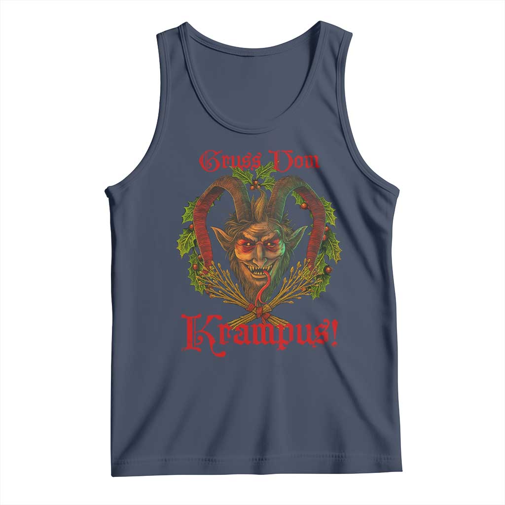 Nordic Christmas Krampus Tank Top Gruss Vom Krampus Pagan Yule Xmas TS11 Navy Print Your Wear