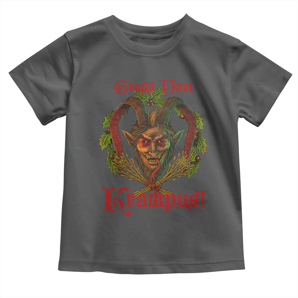 Nordic Christmas Krampus Toddler T Shirt Gruss Vom Krampus Pagan Yule Xmas TS11 Dark Heather Print Your Wear