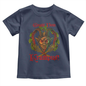 Nordic Christmas Krampus Toddler T Shirt Gruss Vom Krampus Pagan Yule Xmas TS11 Navy Print Your Wear