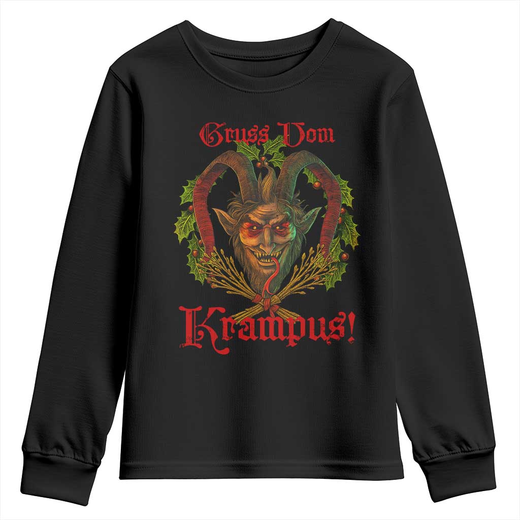Nordic Christmas Krampus Youth Sweatshirt Gruss Vom Krampus Pagan Yule Xmas TS11 Black Print Your Wear