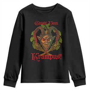 Nordic Christmas Krampus Youth Sweatshirt Gruss Vom Krampus Pagan Yule Xmas TS11 Black Print Your Wear