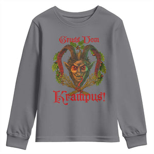 Nordic Christmas Krampus Youth Sweatshirt Gruss Vom Krampus Pagan Yule Xmas TS11 Charcoal Print Your Wear