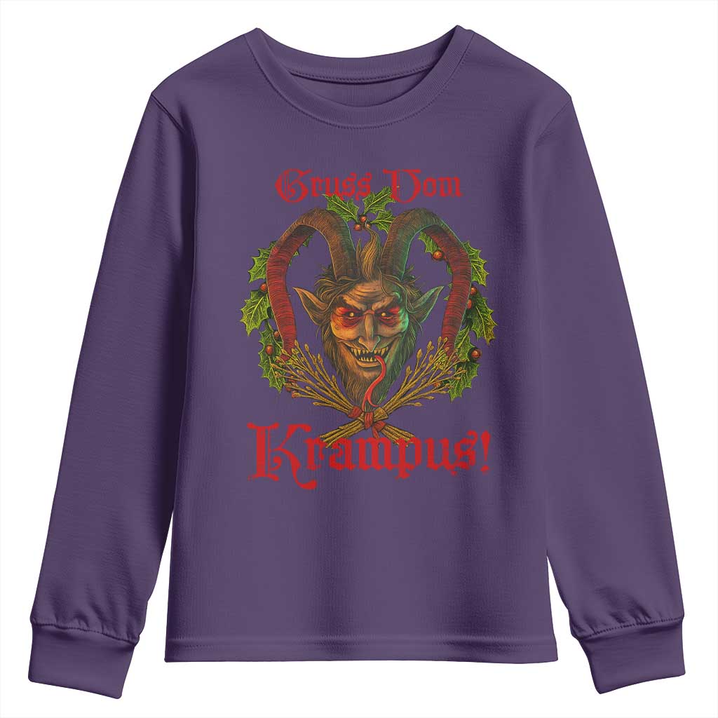 Nordic Christmas Krampus Youth Sweatshirt Gruss Vom Krampus Pagan Yule Xmas TS11 Purple Print Your Wear