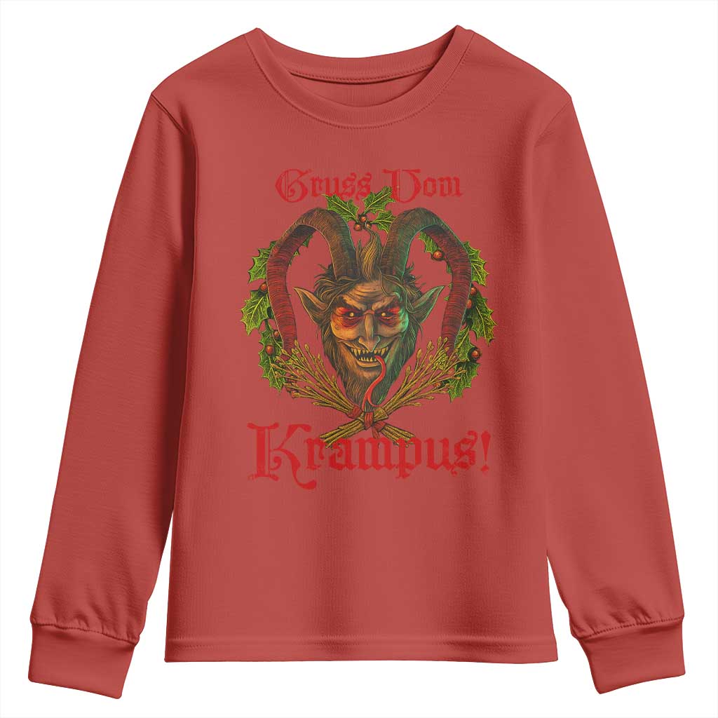 Nordic Christmas Krampus Youth Sweatshirt Gruss Vom Krampus Pagan Yule Xmas TS11 Red Print Your Wear