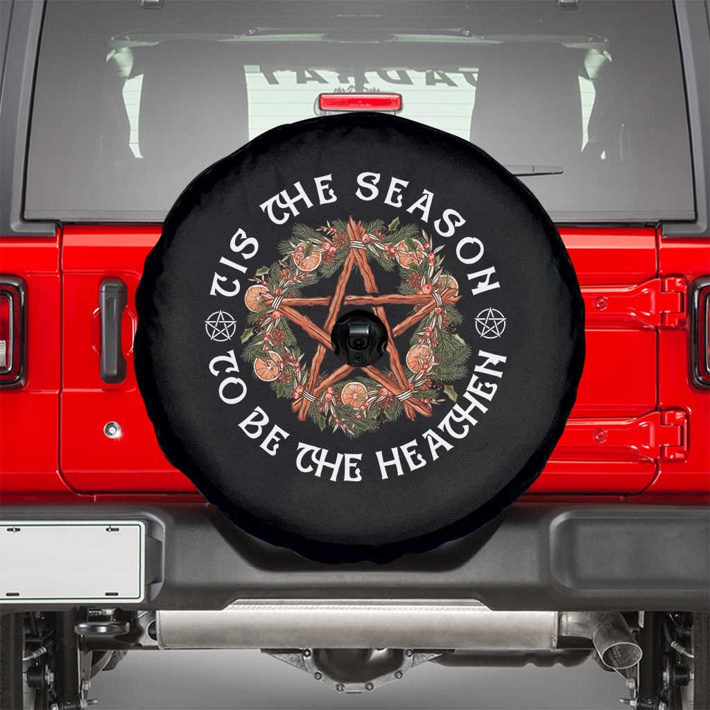 Tis The Season To Be The Heathen Spare Tire Cover Pagan Christmas Yule Holiday TS11 Black Print Your Wear