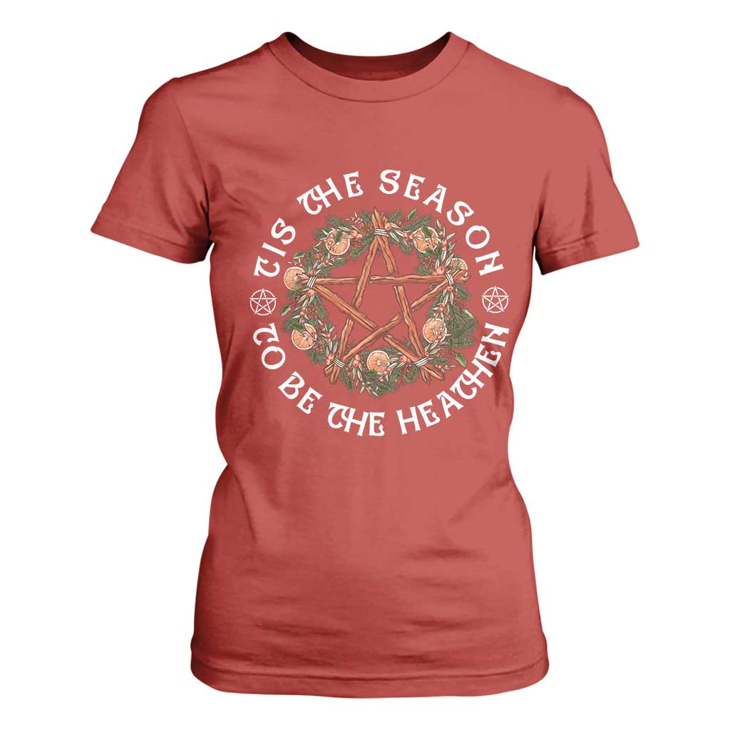 Tis The Season To Be The Heathen T Shirt For Women Pagan Christmas Yule Holiday TS11 Red Print Your Wear