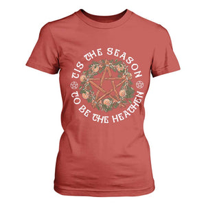 Tis The Season To Be The Heathen T Shirt For Women Pagan Christmas Yule Holiday TS11 Red Print Your Wear