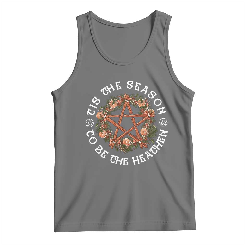 Tis The Season To Be The Heathen Tank Top Pagan Christmas Yule Holiday TS11 Black Heather Print Your Wear