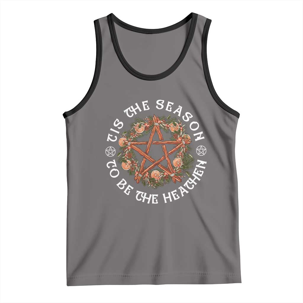Tis The Season To Be The Heathen Tank Top Pagan Christmas Yule Holiday TS11 Deep Heather Black Print Your Wear