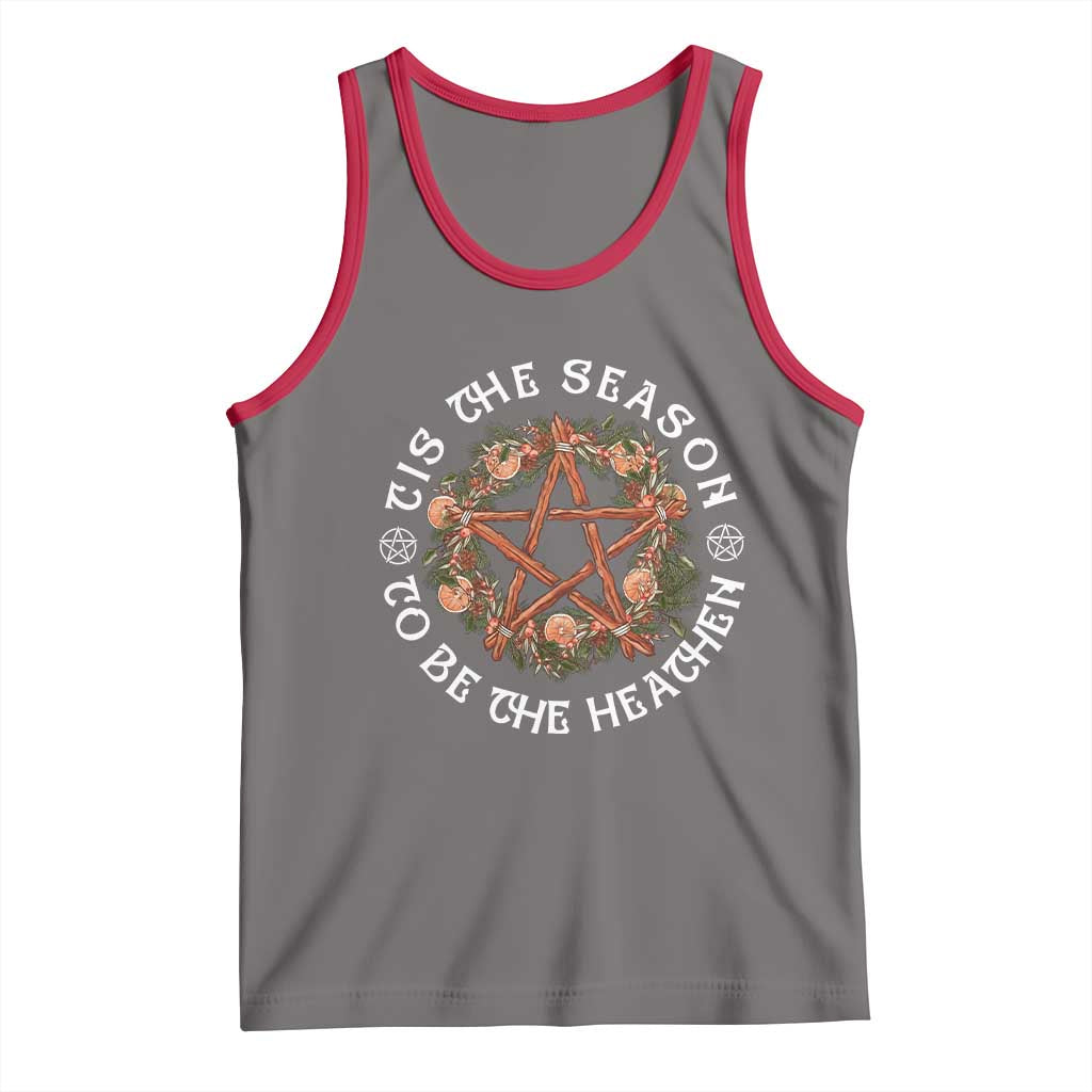 Tis The Season To Be The Heathen Tank Top Pagan Christmas Yule Holiday TS11 Deep Heather Red Print Your Wear