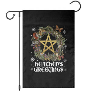 Heathens Greeting Garden Flag Pagan Christmas Wreath Yule Holiday TS11 Black Print Your Wear