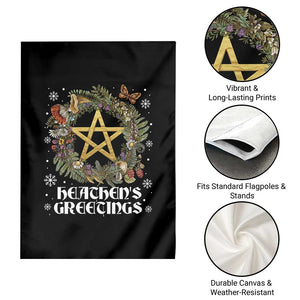 Heathens Greeting Garden Flag Pagan Christmas Wreath Yule Holiday TS11 Print Your Wear