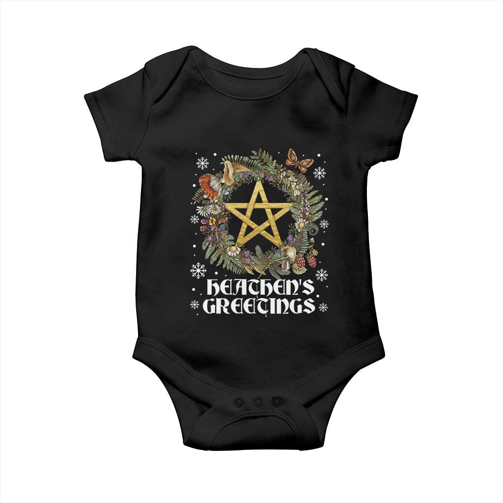 Heathens Greeting Baby Onesie Pagan Christmas Wreath Yule Holiday TS11 Black Print Your Wear