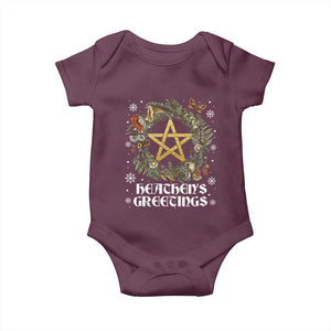 Heathens Greeting Baby Onesie Pagan Christmas Wreath Yule Holiday TS11 Maroon Print Your Wear
