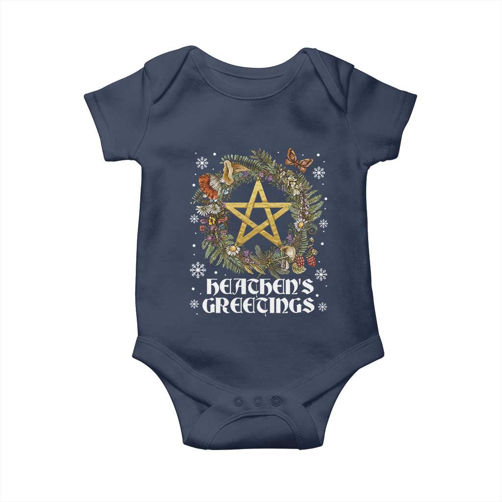 Heathens Greeting Baby Onesie Pagan Christmas Wreath Yule Holiday TS11 Navy Print Your Wear