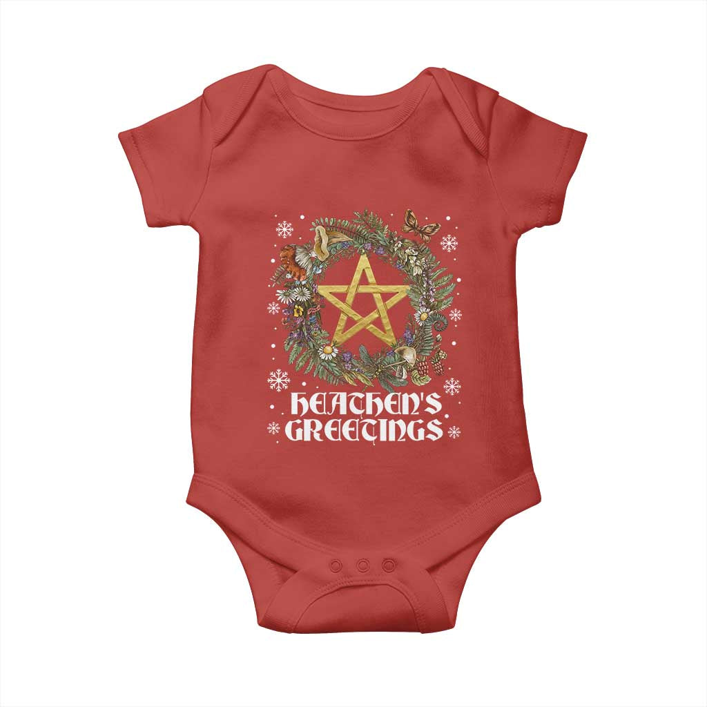 Heathens Greeting Baby Onesie Pagan Christmas Wreath Yule Holiday TS11 Red Print Your Wear