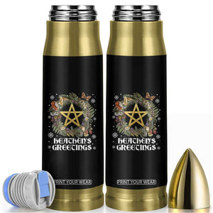 Heathens Greeting Bullet Tumbler Pagan Christmas Wreath Yule Holiday TS11 Black Print Your Wear