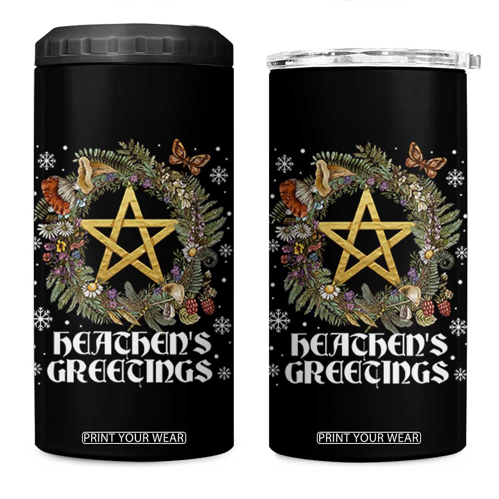 Heathens Greeting 4 in 1 Can Cooler Tumbler Pagan Christmas Wreath Yule Holiday TS11 One Size: 16 oz Black Print Your Wear