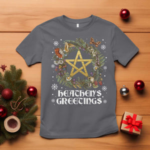 Heathens Greeting T Shirt Pagan Christmas Wreath Yule Holiday TS11 Charcoal Print Your Wear