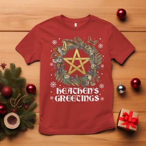 Heathens Greeting T Shirt Pagan Christmas Wreath Yule Holiday TS11 Red Print Your Wear