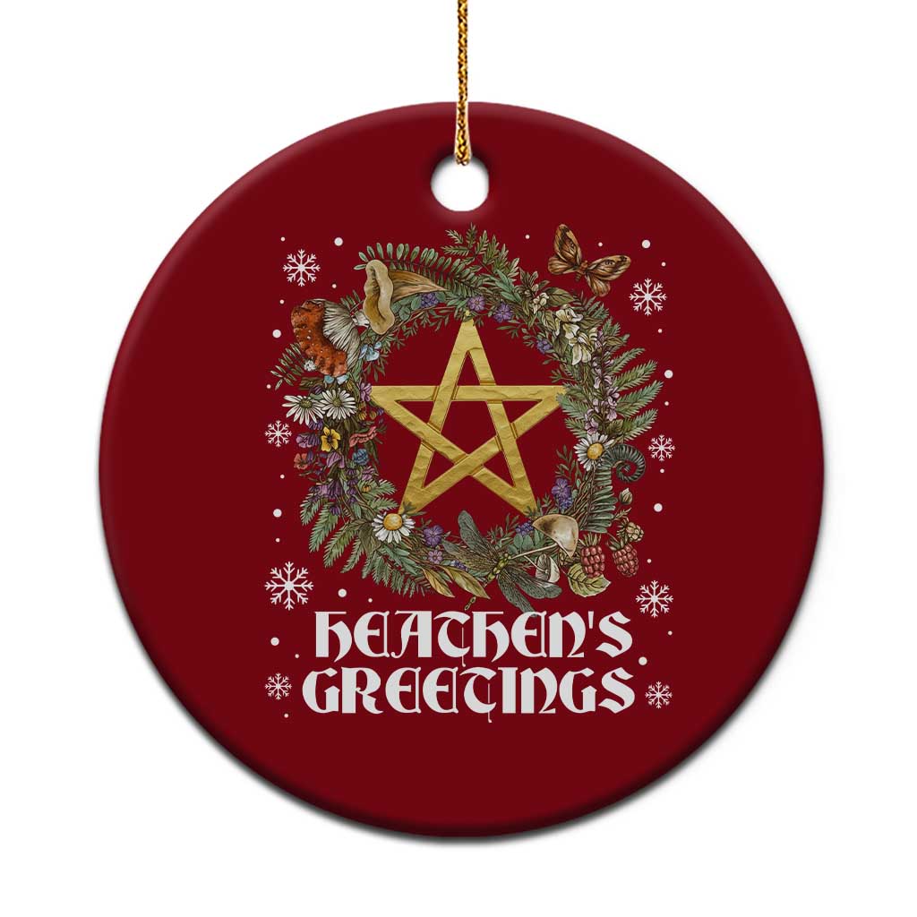 Heathens Greeting Ceramic Ornament Pagan Christmas Wreath Yule Holiday TS11 1pc Red Print Your Wear