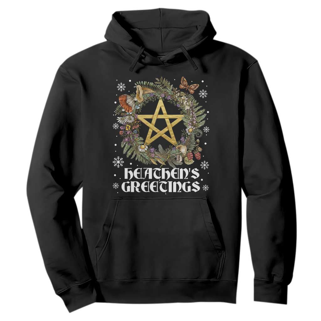 Heathens Greeting Hoodie Pagan Christmas Wreath Yule Holiday TS11 Black Print Your Wear