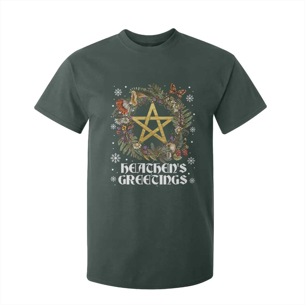 Heathens Greeting T Shirt For Kid Pagan Christmas Wreath Yule Holiday TS11 Dark Forest Green Print Your Wear
