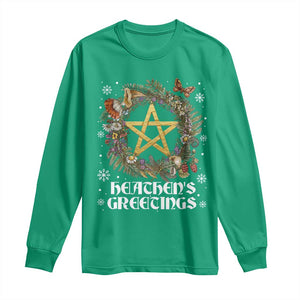 Heathens Greeting Long Sleeve Shirt Pagan Christmas Wreath Yule Holiday TS11 Irish Green Print Your Wear