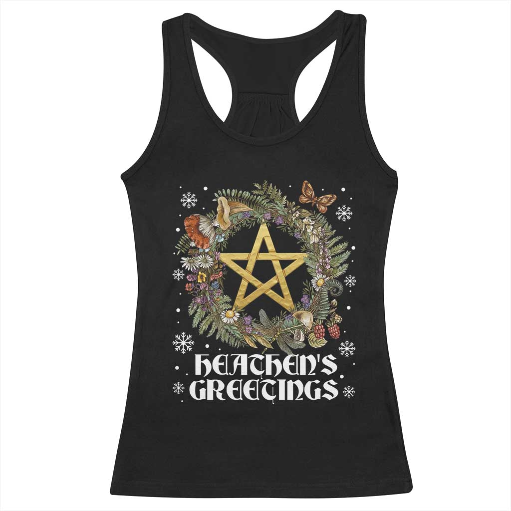 Heathens Greeting Racerback Tank Top Pagan Christmas Wreath Yule Holiday TS11 Black Print Your Wear