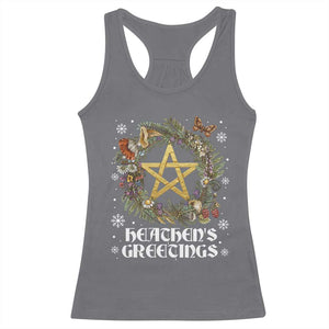 Heathens Greeting Racerback Tank Top Pagan Christmas Wreath Yule Holiday TS11 Charcoal Print Your Wear