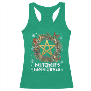 Heathens Greeting Racerback Tank Top Pagan Christmas Wreath Yule Holiday TS11 Irish Green Print Your Wear