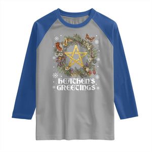 Heathens Greeting Raglan Shirt Pagan Christmas Wreath Yule Holiday TS11 Sport Gray Royal Print Your Wear