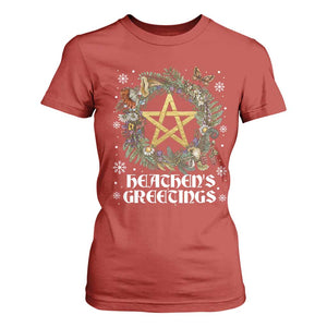 Heathens Greeting T Shirt For Women Pagan Christmas Wreath Yule Holiday TS11 Red Print Your Wear