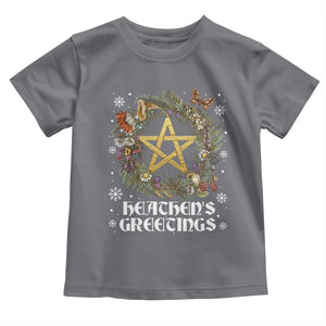 Heathens Greeting Toddler T Shirt Pagan Christmas Wreath Yule Holiday TS11 Charcoal Print Your Wear