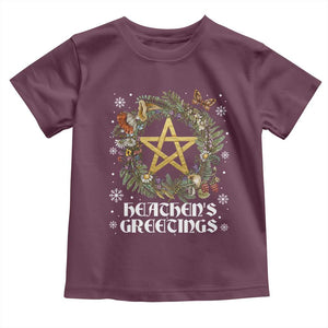 Heathens Greeting Toddler T Shirt Pagan Christmas Wreath Yule Holiday TS11 Maroon Print Your Wear