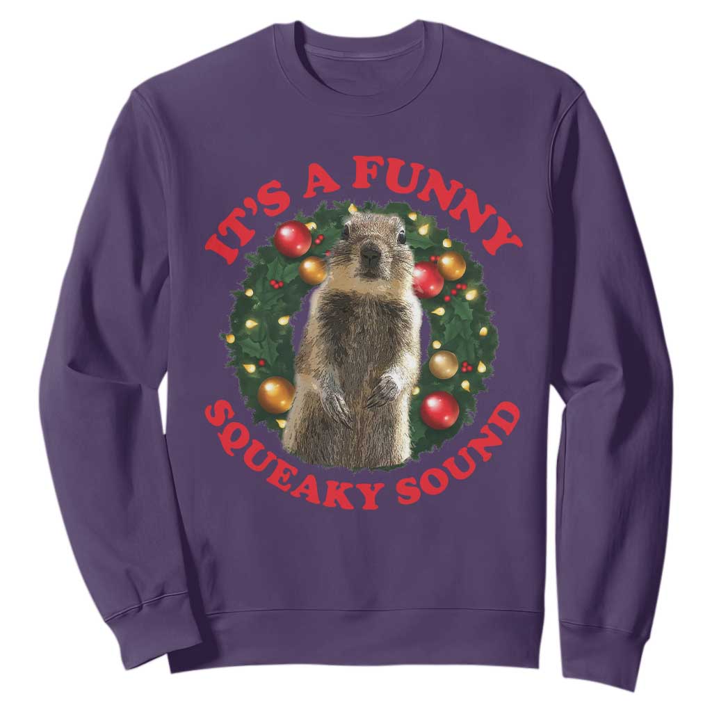 Funny Christmas Vacation Squirrel Movie Sweatshirt It Is A Funny Squeaky Sound Xmas Wreath TS11 Purple Print Your Wear
