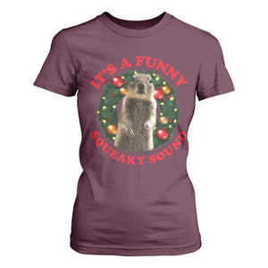Funny Christmas Vacation Squirrel Movie T Shirt For Women It Is A Funny Squeaky Sound Xmas Wreath TS11 Maroon Print Your Wear