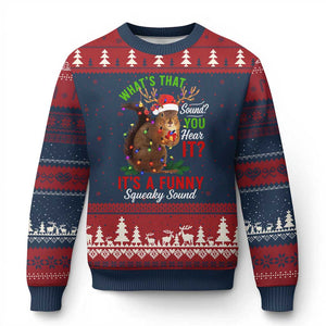 Funny Xmas Vacation Squirrel Movie Ugly Christmas Sweater Whats That Sound You Hear It It Is A Funny Squeaky Sound TS11 Navy Red Print Your Wear