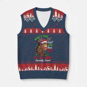 Funny Xmas Vacation Squirrel Movie V-Neck Knit Sweater Vest Whats That Sound You Hear It It Is A Funny Squeaky Sound TS11 Navy Red Print Your Wear
