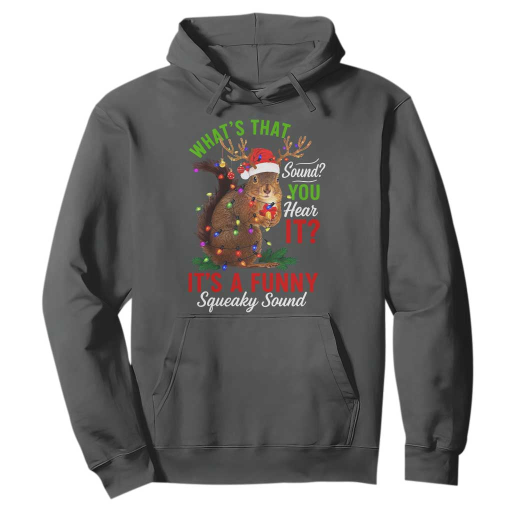 Funny Christmas Vacation Squirrel Movie Hoodie Whats That Sound You Hear It It Is A Funny Squeaky Sound TS11 Dark Heather Print Your Wear