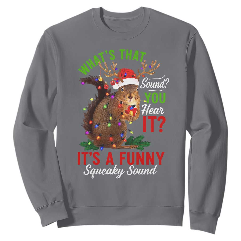 Funny Christmas Vacation Squirrel Movie Sweatshirt Whats That Sound You Hear It It Is A Funny Squeaky Sound TS11 Charcoal Print Your Wear