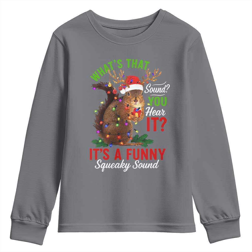 Funny Christmas Vacation Squirrel Movie Youth Sweatshirt Whats That Sound You Hear It It Is A Funny Squeaky Sound TS11 Charcoal Print Your Wear