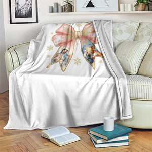 Jesus Christmas Coquette Bow Nativity Bible Verse Christian Throw Blanket TS11 Print Your Wear