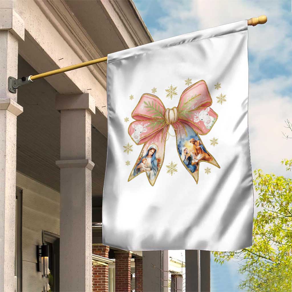 Jesus Christmas Coquette Bow Nativity Bible Verse Christian Garden Flag TS11 Print Your Wear