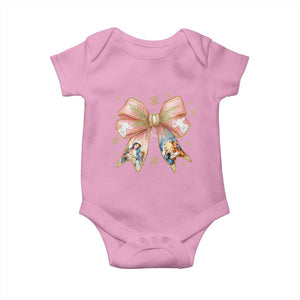 Jesus Christmas Coquette Bow Nativity Bible Verse Christian Baby Onesie TS11 Light Pink Print Your Wear