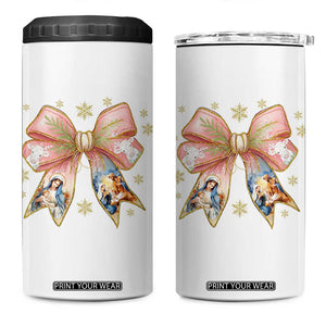 Jesus Christmas Coquette Bow Nativity Bible Verse Christian 4 in 1 Can Cooler Tumbler TS11 One Size: 16 oz White Print Your Wear